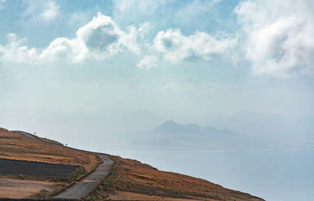 Roads on Lanzarote island, transportation, best way to discover island with rencal carの写真素材