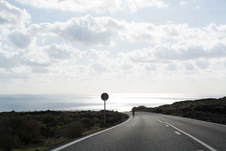 Roads on Lanzarote island, transportation, best way to discover island with rencal carの写真素材