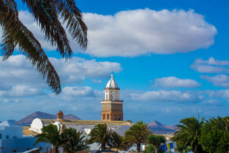Old town Teguise with famous Sunday's market on Lanzarote, Canary islands, Spainの写真素材