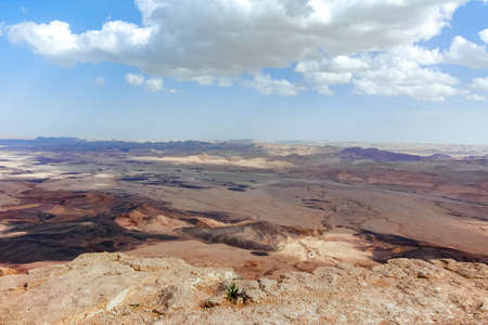 Panoramic view on biggest canyon in Israel Mizpe Ramon in Negev desertの写真素材