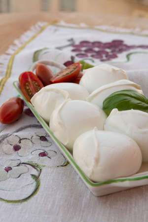 Fresh soft Italian white cheese mozzarella buffalo, original from Campania, Paestrum and Foggia...