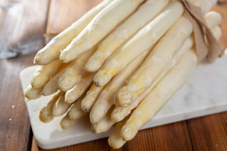 Fresh tasty white asparagus, seasonal vegetable, new harvest, ready to cookの写真素材