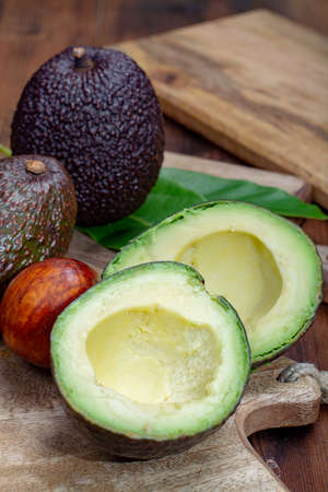 Ripe organic healthy hass avocado, new harvest  close up