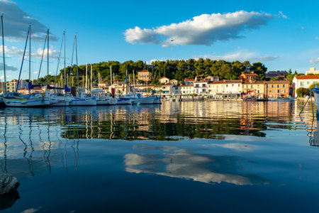 August 13, 2018, small fishermans and yacht haven, marina in Saint-Mandrier-sur-Mer, Provence, France  in sunny dayのeditorial素材