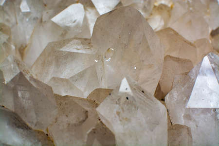 Huge crystal of colorless gemstone quarts, geology mineral background close up