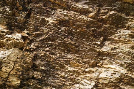 Abstract background with golden color mineral rock texture close up copy spaceの写真素材
