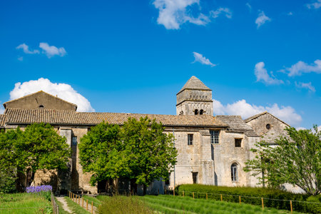 St Remy de Provence, Bouches du Rhone, Provence, France, 11.05.2019. Yard in  the monastery of St. Paul de Mausole.のeditorial素材