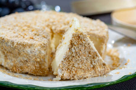 French cheeses collection, piece of fermented cow milk cheese Camembert au Calvados close upの写真素材