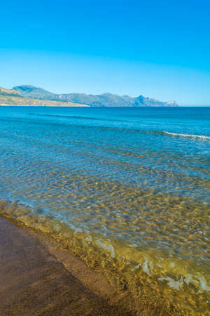 Coastline with sandy beaches and clear sea water in Alcamo Marina, small town in Sicily, Italy, summer vacation destinationの写真素材