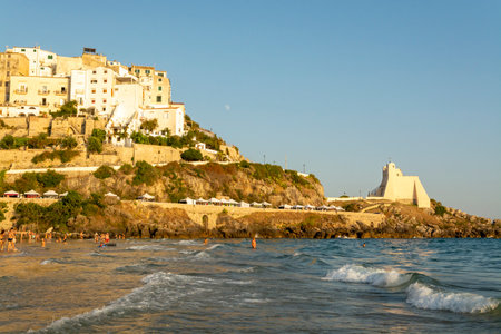 View on old touristic town Sperlonga, Lazio, Italy in sunny dayのeditorial素材