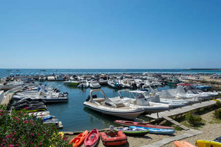 View on San Felice Circeo sea bay and pier, Lazio, Italy, vacation destinationの写真素材