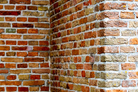 Medieval brick wall, brick structure background or wallpaper copy space