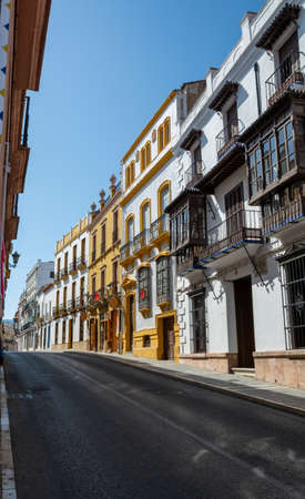 Streets in old central part of  ancient town Ronda, Andalusia, Spain in summerの写真素材