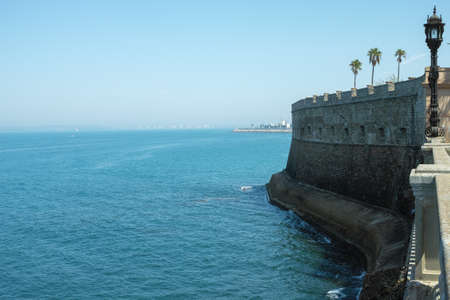 Seafront promenade in one of oldest city in Europe, Cadiz, Andalusia, Spain in summer