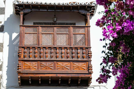 Old charmant houses in Los Llanos de Aridane, tropical La Palma island, Canary, Spain in winterの写真素材