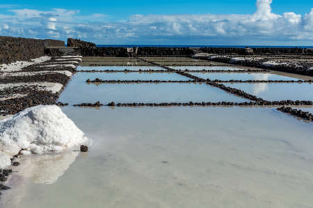 Sea salt works on salinas in Fuencaliente, south of La Palma island, Canary, Spainの写真素材