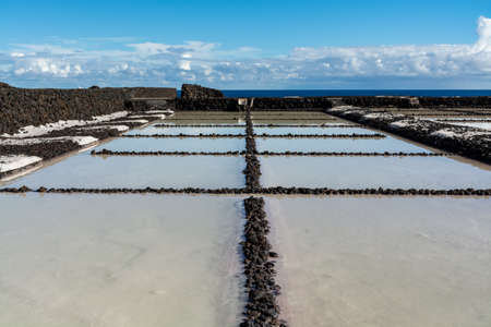 Sea salt works on salinas in Fuencaliente, south of La Palma island, Canary, Spainの写真素材