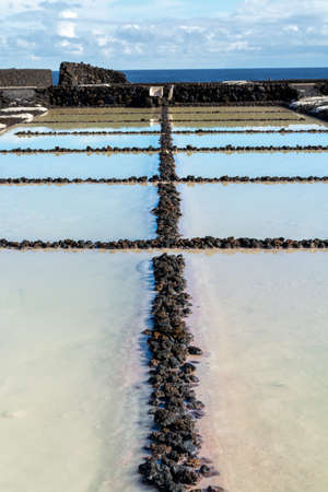 Sea salt works on salinas in Fuencaliente, south of La Palma island, Canary, Spainの写真素材