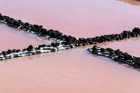 Sea salt works on salinas in Fuencaliente, south of La Palma island, Canary, Spain