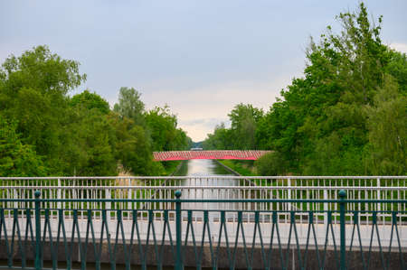 Industrial waterways and canals in province North Brabant, Netherlandsの写真素材