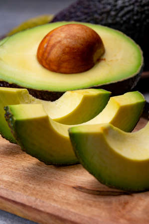Healthy food, fresh ripe hass avocado fruit from Peruの写真素材