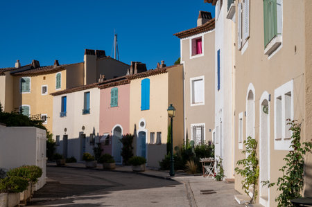 Travel and summer vacation destination, view on houses, roofs, canals and boats in Port Grimaud, Var, Provence, French Riviera, Franceのeditorial素材