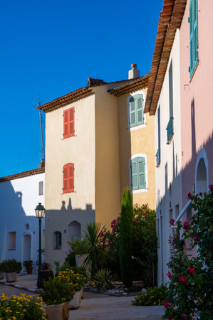 Travel and summer vacation destination, view on houses, roofs, canals and boats in Port Grimaud, Var, Provence, French Riviera, Franceのeditorial素材