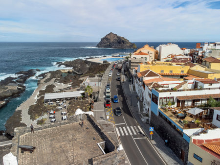 Garachico, Tenerife, Spain, 20 December 2021. Aerial view on oldest town Garachico on Tenerife, Canary islands in winterのeditorial素材