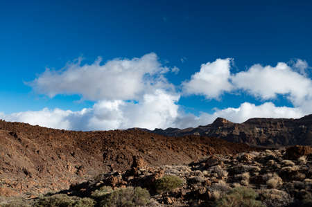 Visiting of Teide national park on Tenerife and view on volcanic landscapes, Canary islands, Spainの写真素材