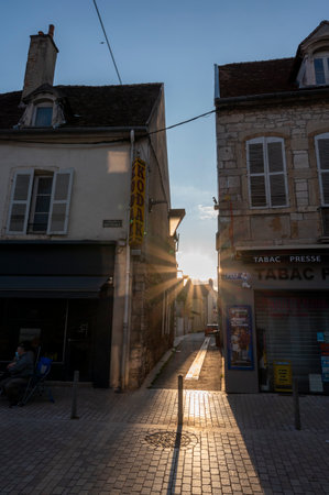 Street view in small old town Nuits-Saint-Georges in Burgundy region, France