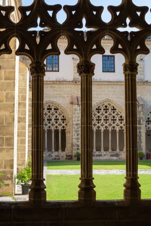Architectural details of gothic church and arches in Jerez de la Frontera, sunlight and shadow, Andalusia, Spainの写真素材