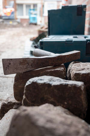 Garden or backyard full renovation by professionals in spring, garden worksの写真素材