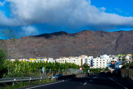 Panoramic views of La Palma island as it was before Cumbre vieja volcano eruption in La Laguna and...