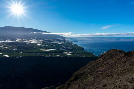 Panoramic views of La Palma island as it was before Cumbre vieja volcano eruption in La Laguna and...