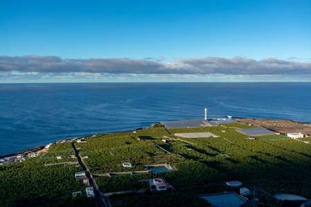 Panoramic views of La Palma island as it was before Cumbre vieja volcano eruption in La Laguna and Todoque in 2021, Canary islands, banana plantations in Spainの写真素材