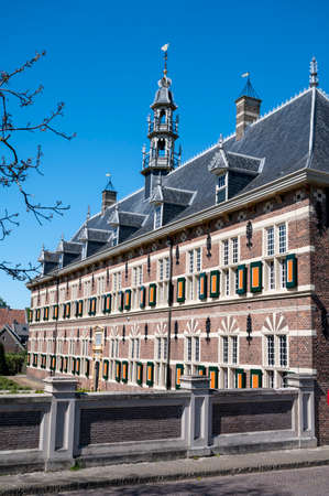 Streets and houses of small historical town Buren in Gelderland, Netherlands in sunny dayの写真素材