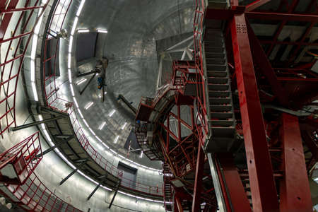 International space observatory and view on Gran Telescopio Canarias telescope on La Palma island...