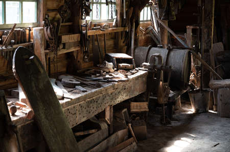 Handmade equipment for boat repair, life is old fDutchh isherman's villageの写真素材