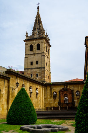 Walking of old streets in capital of Principality of Asturias, Oviedo, Spain.の写真素材