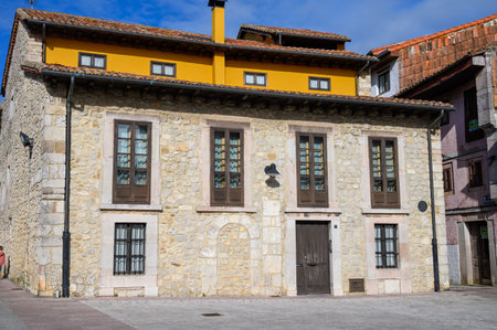 Vacation on Green coast of Asturias, views of Llanes touristic city with old harbour, North of Spain.のeditorial素材