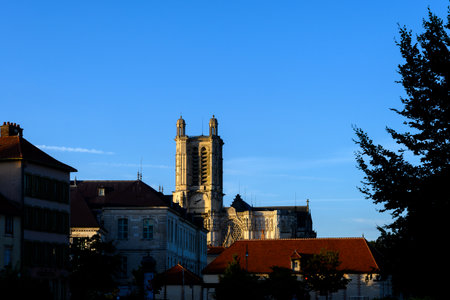 Medieval central part of Troyes old city with half-timbered houses and narrow streets, Champagne, France, tourist destinationのeditorial素材
