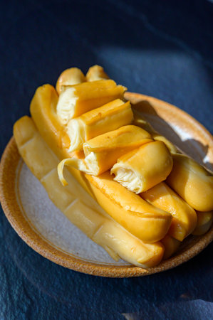 Cheese collection, Italian yellow smoked caciocavallo or scamorza cheese sticks from Puglia, tasty snackの写真素材