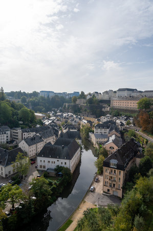 Views of Luxembourg or Luxembourg City capital city of Luxembourg country and one of de facto capitals of European Union in autumnの写真素材