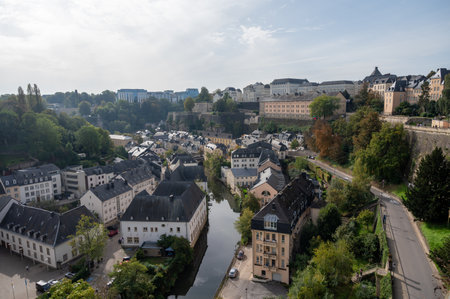 Views of Luxembourg or Luxembourg City capital city of Luxembourg country and one of de facto capitals of European Union in autumnの写真素材