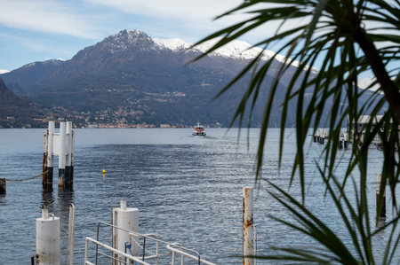 Tourist destination small medieval village of Bellagio with hilly narrow streets and luxurious...