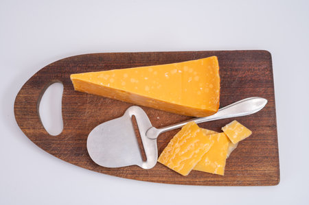 Cheese collection, Dutch very old 1000 days ripe hard cheeses made from cow milk in the Netherlands close upの写真素材