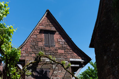Collonges-la-Rouge village one of the most beautiful villages in France with houses made from red...