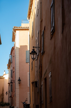 Walking in famous touristic village on French Riviera, summer vacation, colorful houses, Var, Provence, France, travel destinationの写真素材