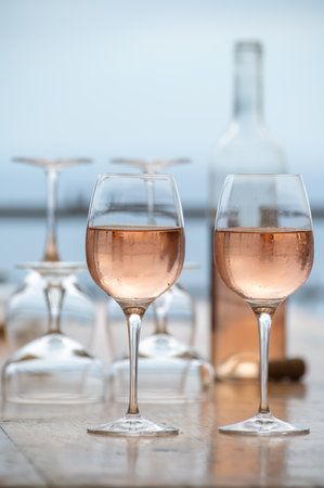 Summer time in Provence, blue sea view on background, French Riviera near Menton and Monaco, south of Franceの写真素材