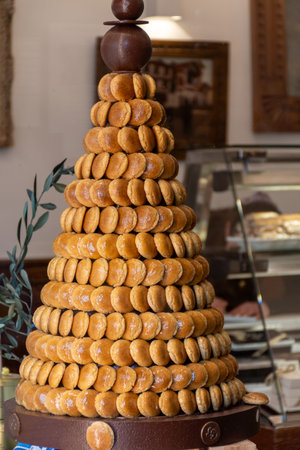 Almond macarons sweet pastries or cookies from Basque Country, France, food backgroundの写真素材